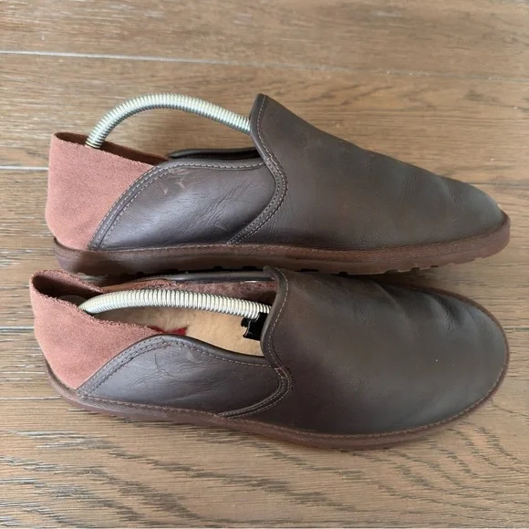 UGG Cooke Grizzly Men's Size 9 Brown Slip On Leather Slippers Missing Size Tags - Picture 7 of 9